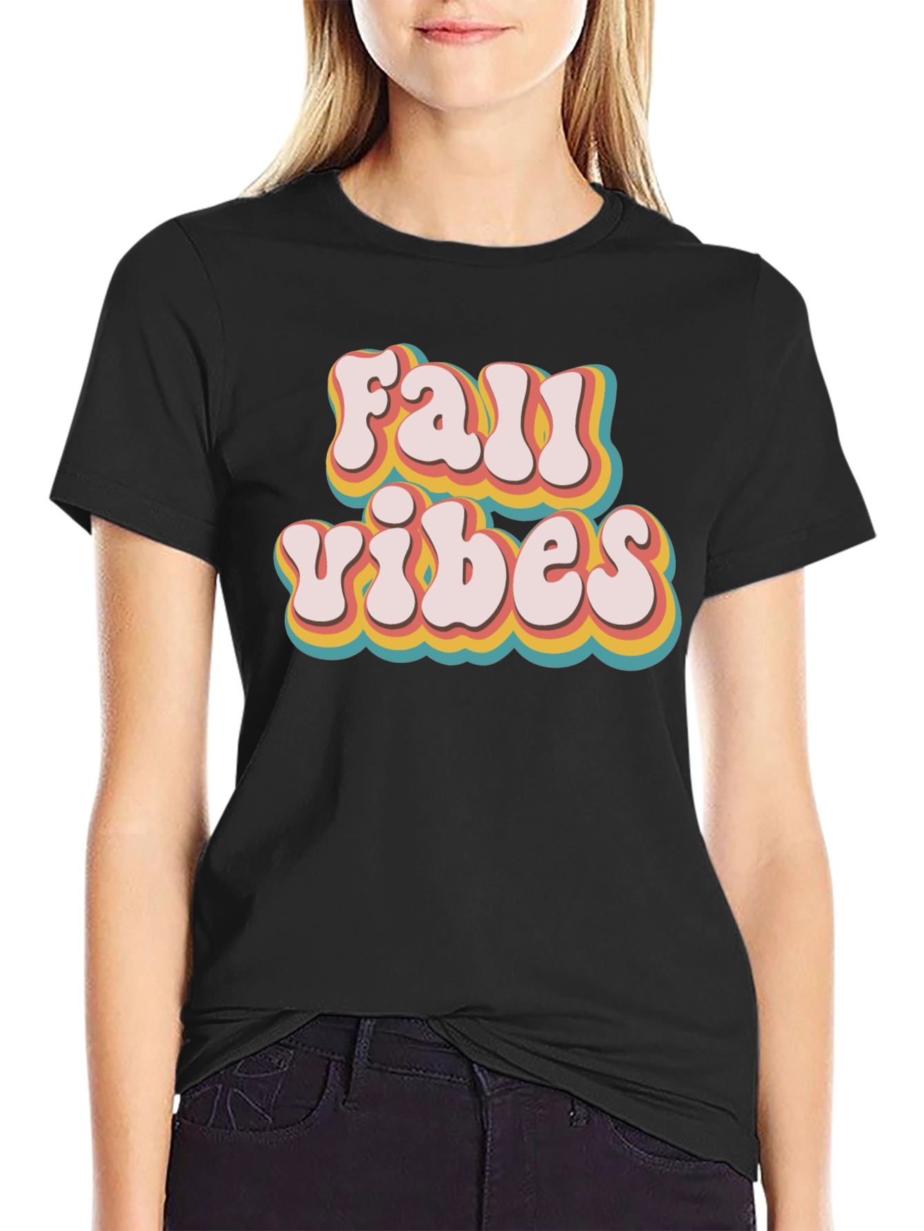 Retro Fall Vibes Black T-Shirt
