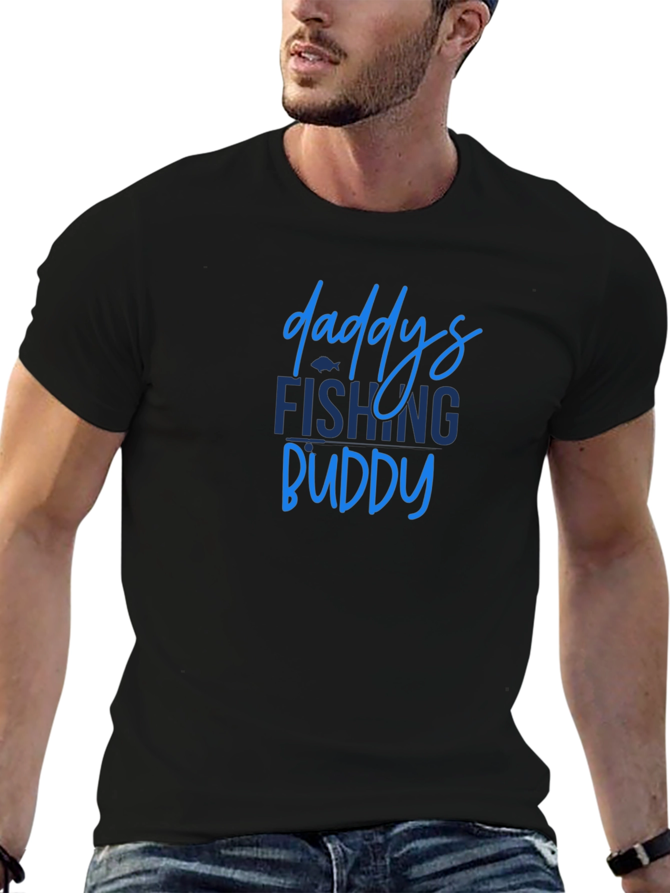 Daddys Fishing Buddy Black Graphic Tee