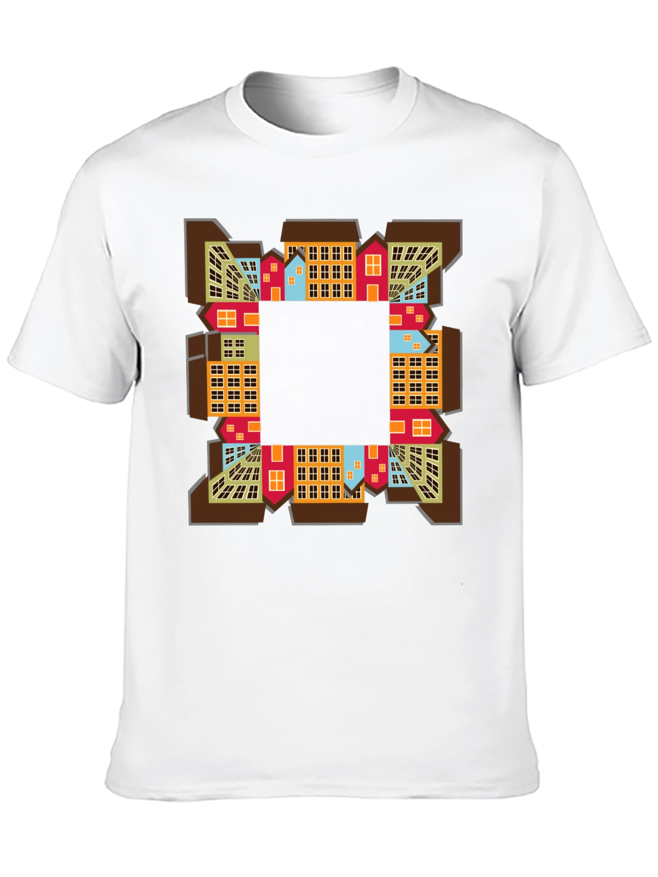 Abstract Cityscape Graphic Tee - Black