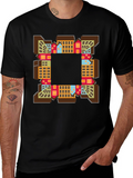 Abstract Cityscape Graphic Tee - Black