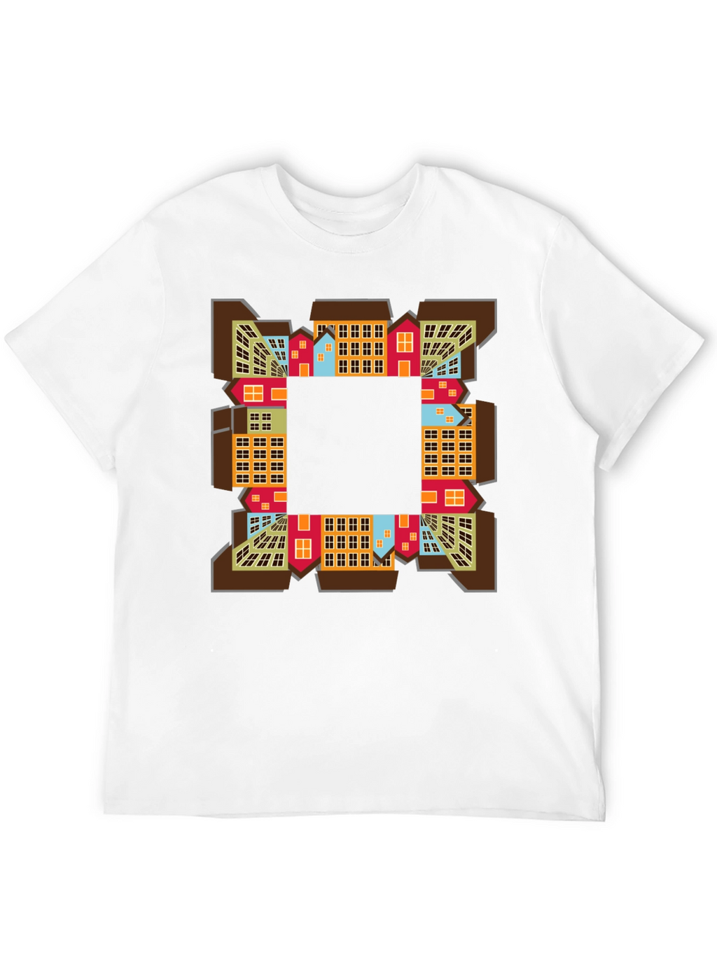 Abstract Cityscape Graphic Tee - Black