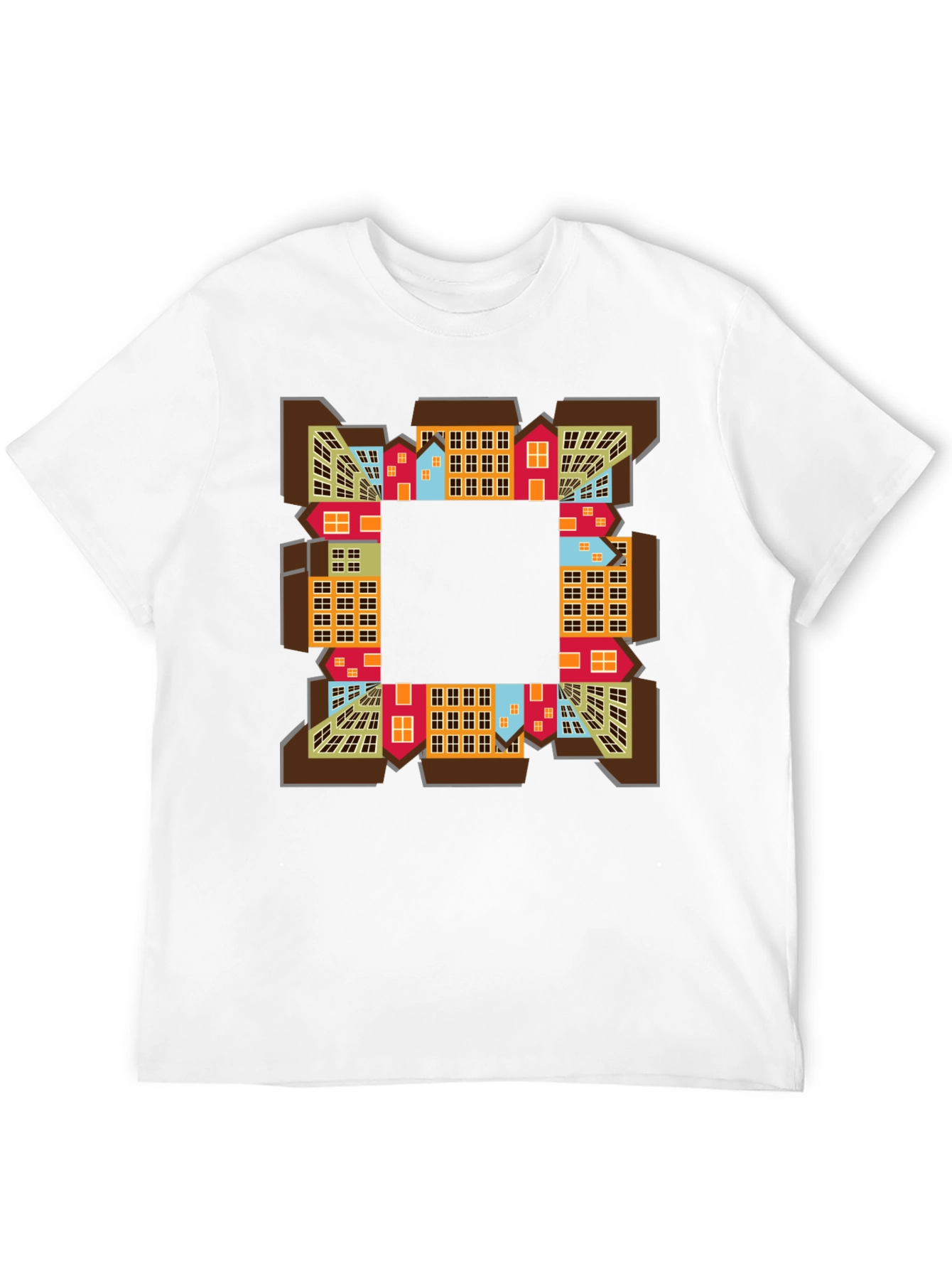 Abstract Cityscape Graphic Tee - Black