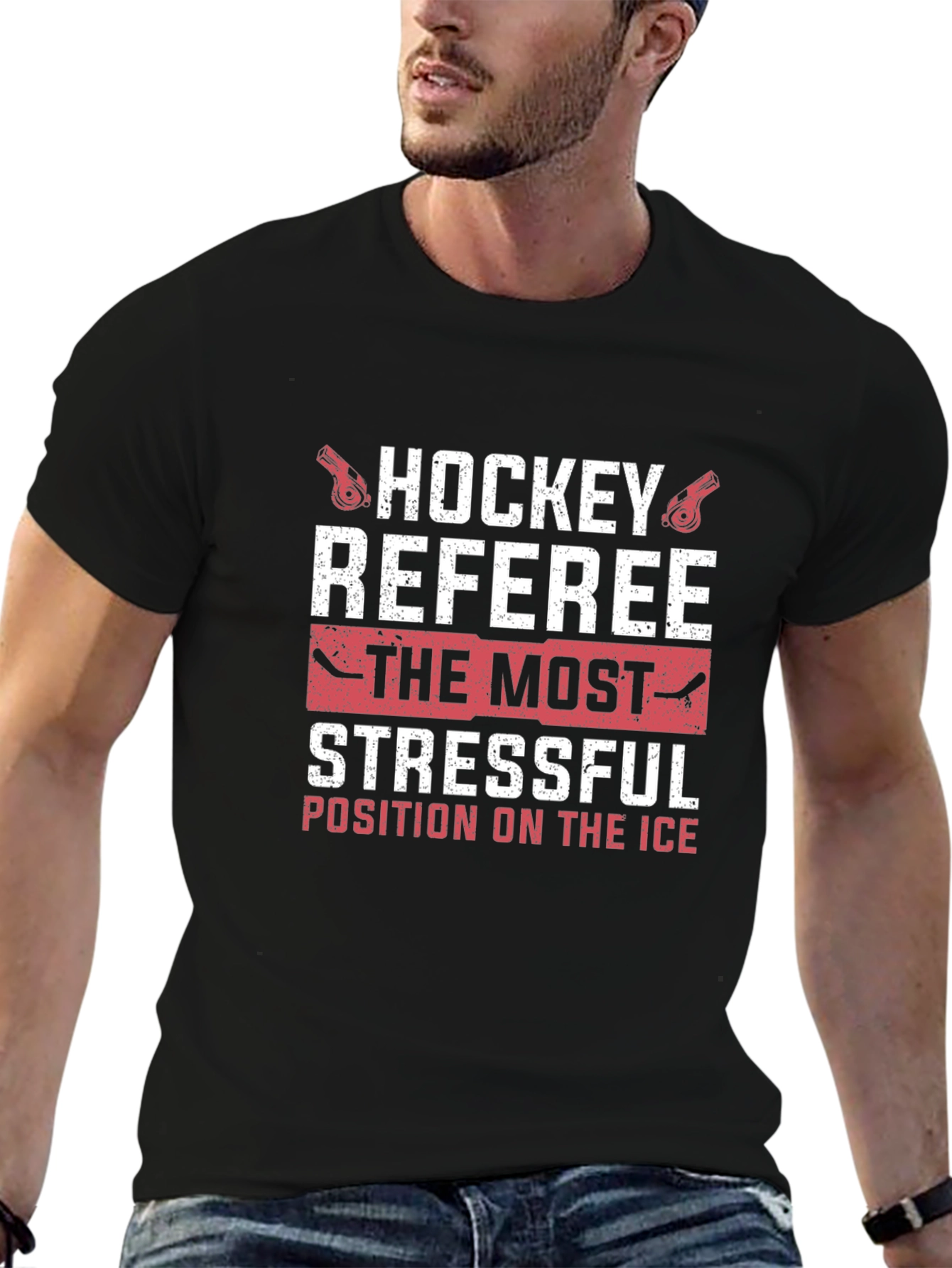 Hockey Referee Stressful Position Graphic T-Shirt