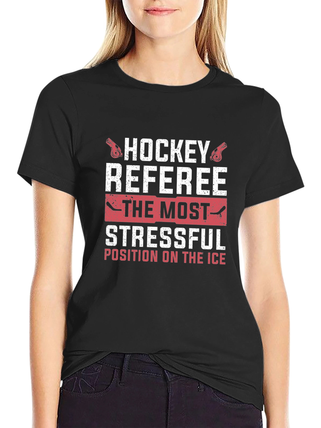 Hockey Referee Stressful Position Graphic T-Shirt