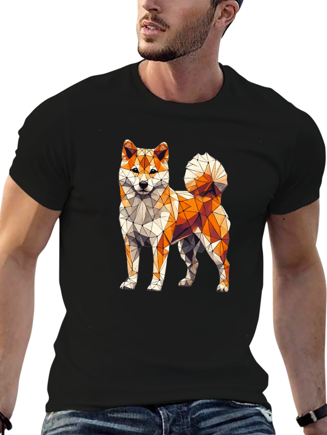 Geometric Shiba Inu T-Shirt – Modern Dog Lover Graphic Tee