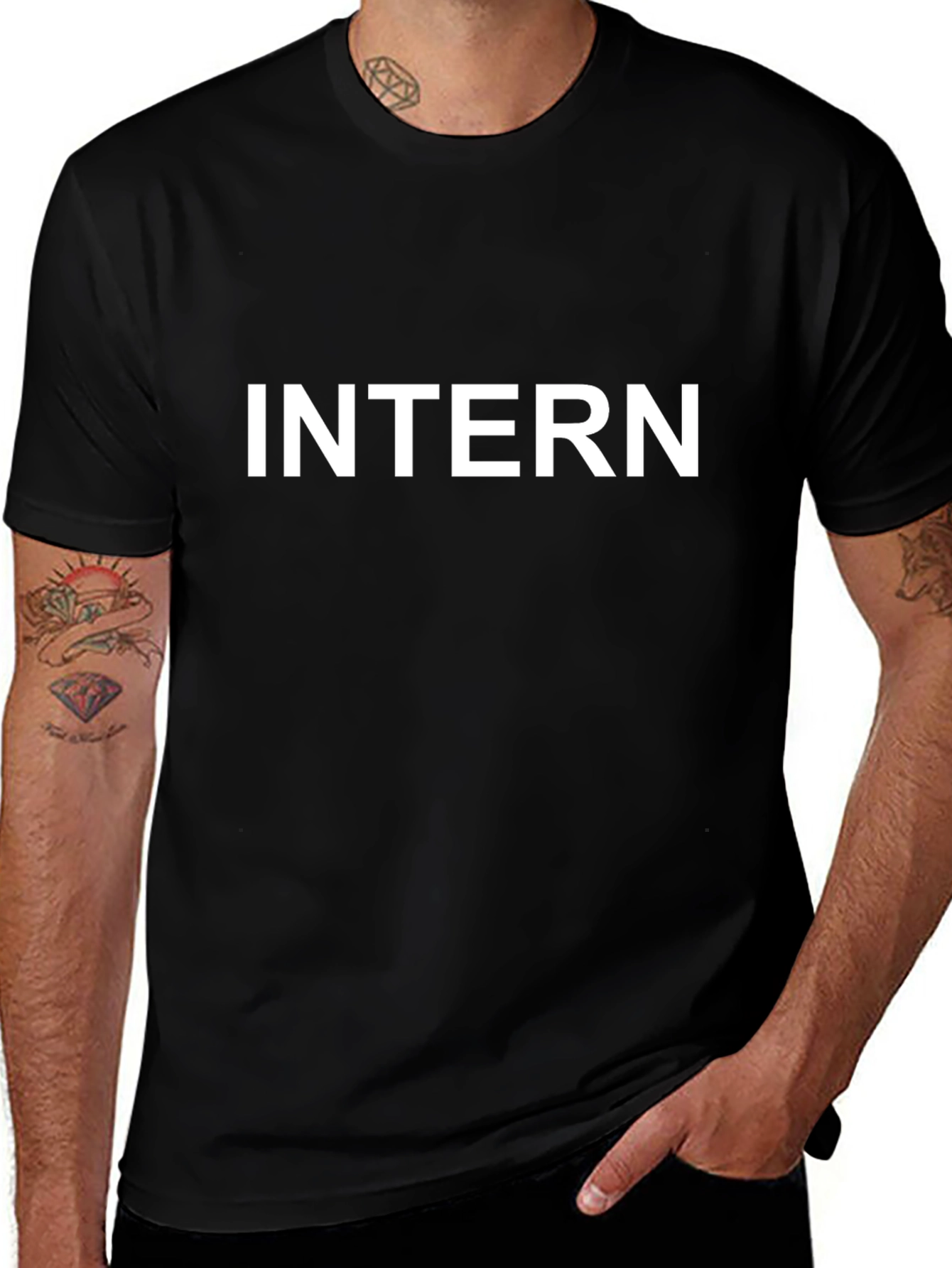 Intern Graphic T-Shirt - Black Cotton Tee