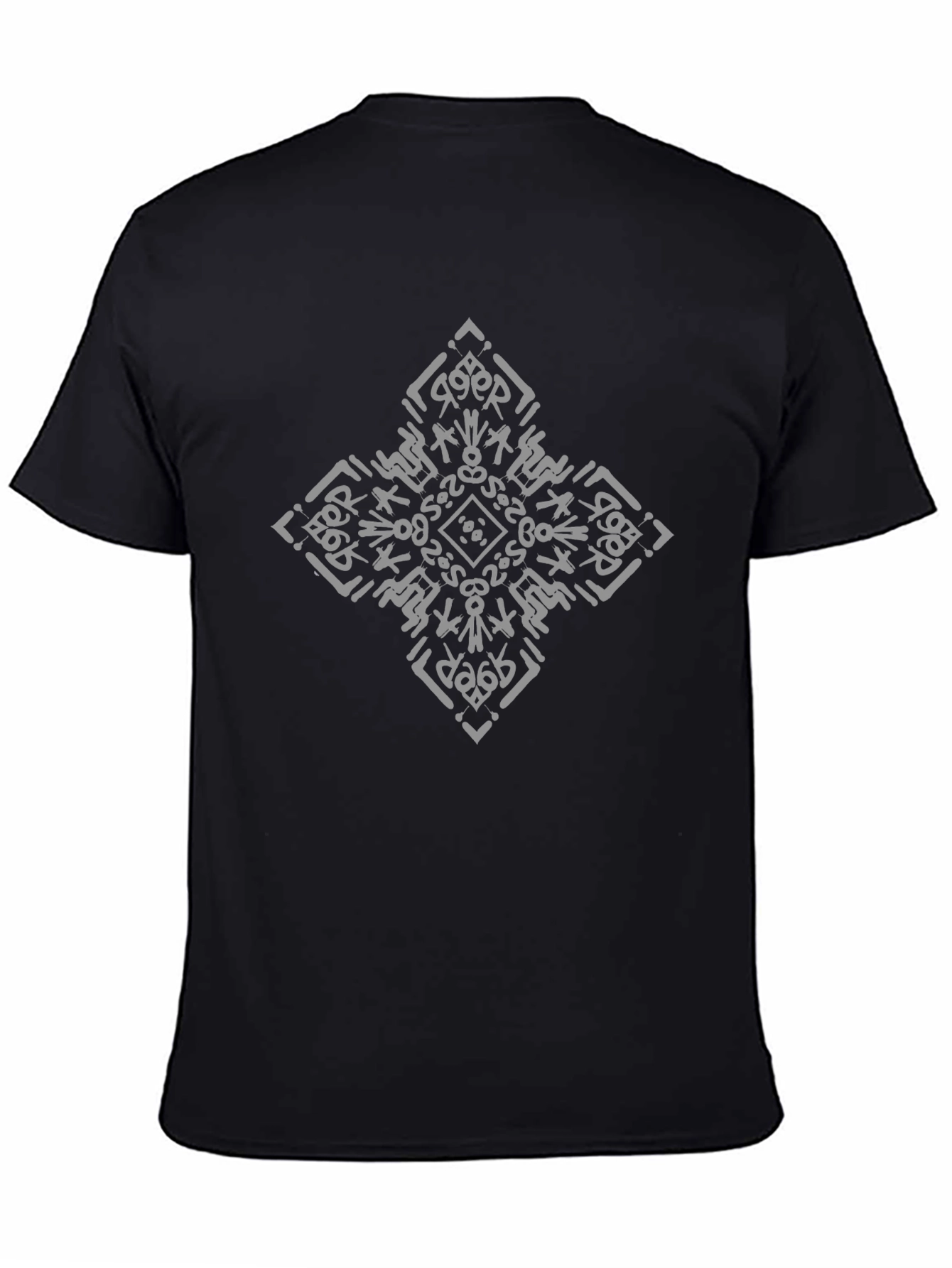 Abstract Diamond Print Black T-Shirt