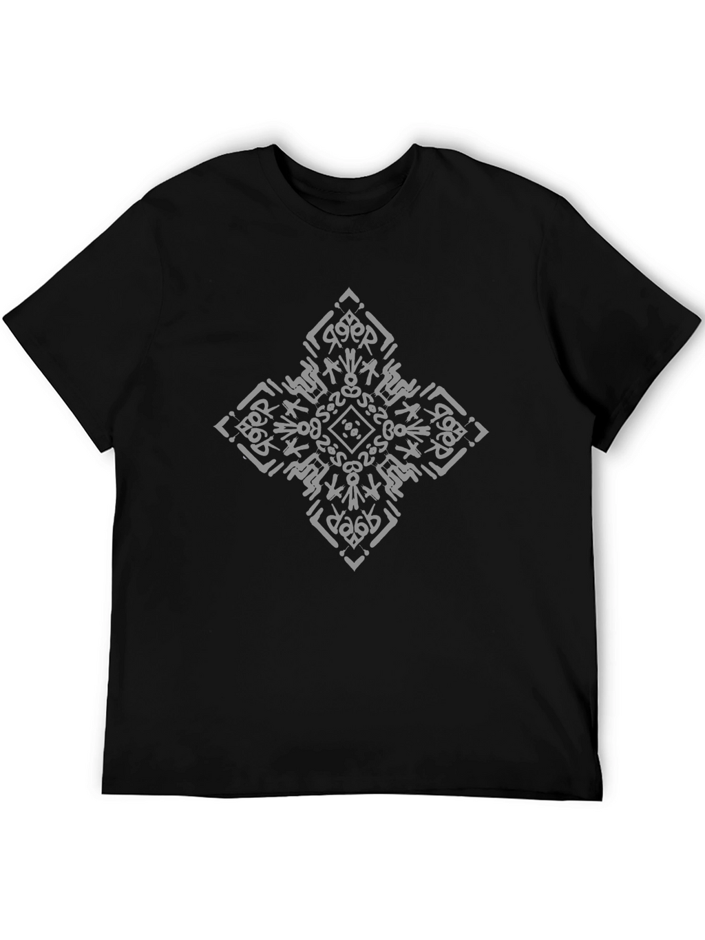 Abstract Diamond Print Black T-Shirt