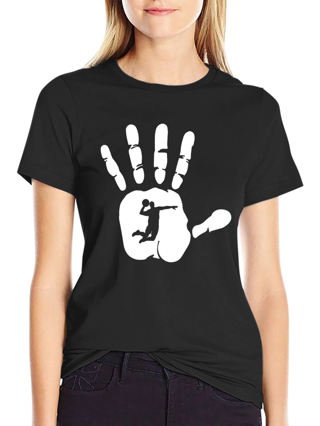 Handball Player Graphic T-Shirt - Black