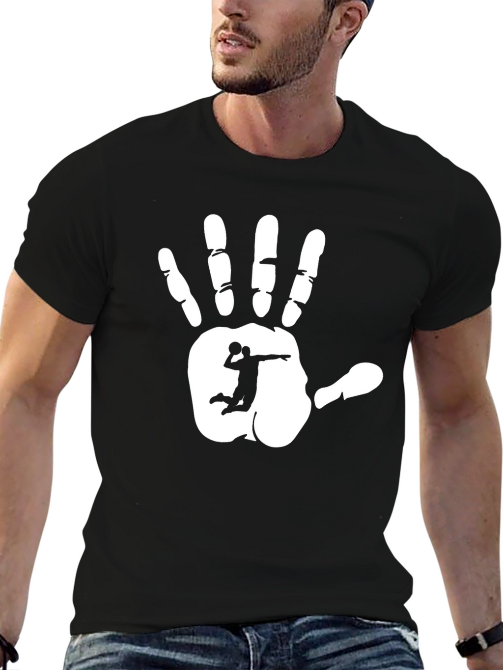 Handball Player Graphic T-Shirt - Black