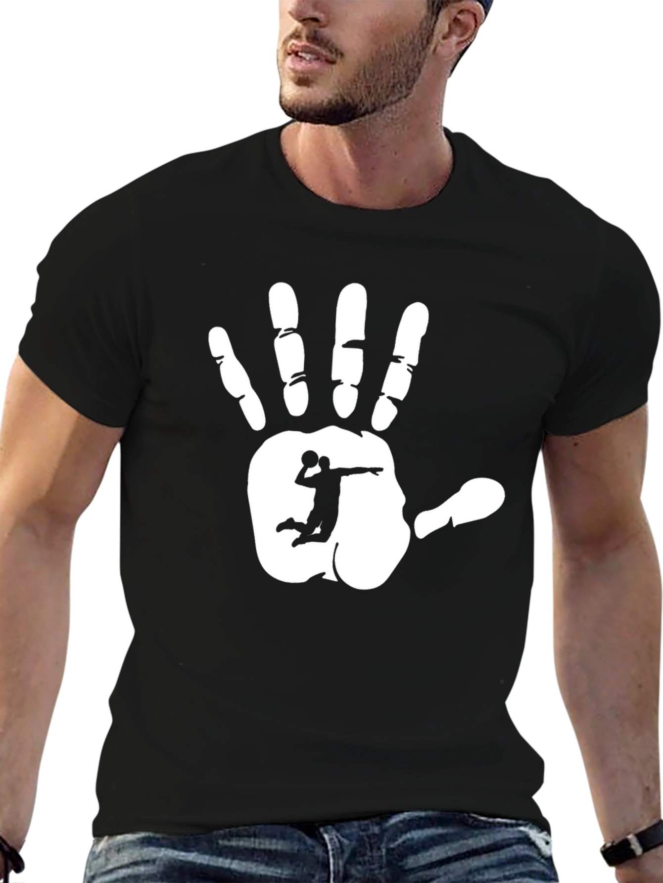 Handball Player Graphic T-Shirt - Black