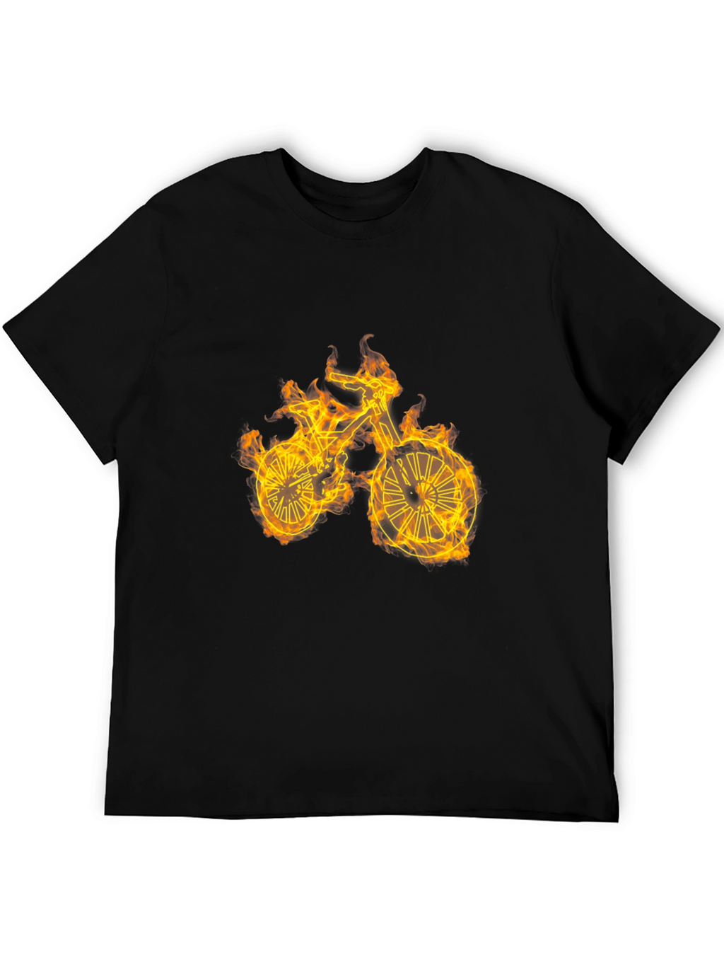 Flaming Bike Graphic T-Shirt - Cool Ride!