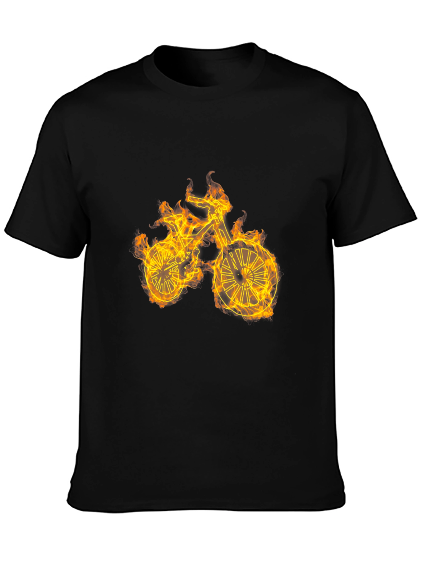 Flaming Bike Graphic T-Shirt - Cool Ride!