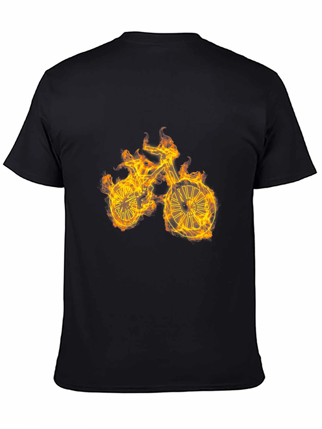 Flaming Bike Graphic T-Shirt - Cool Ride!