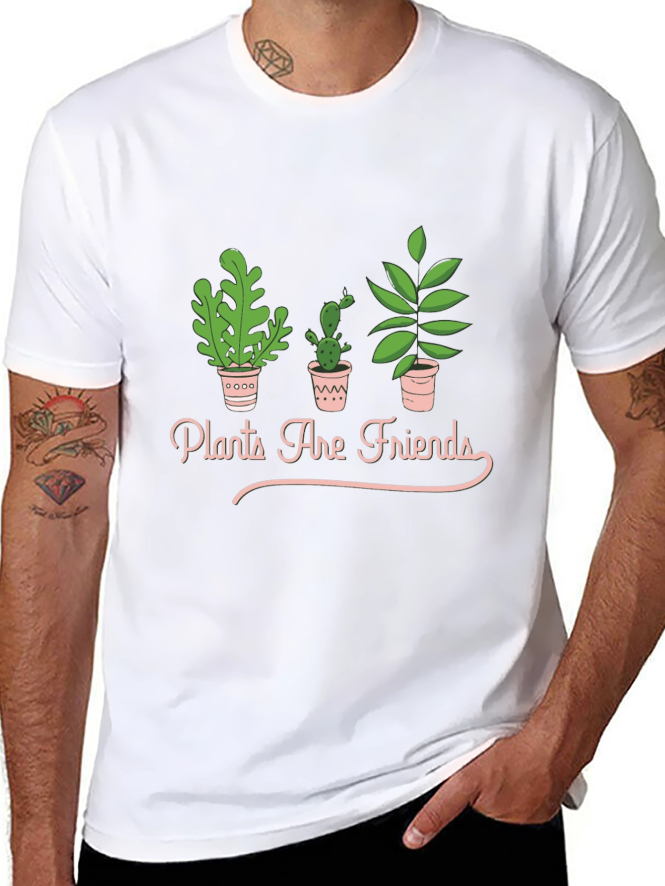 Plants Are Friends Graphic Tee - Black Cotton T-Shirt
