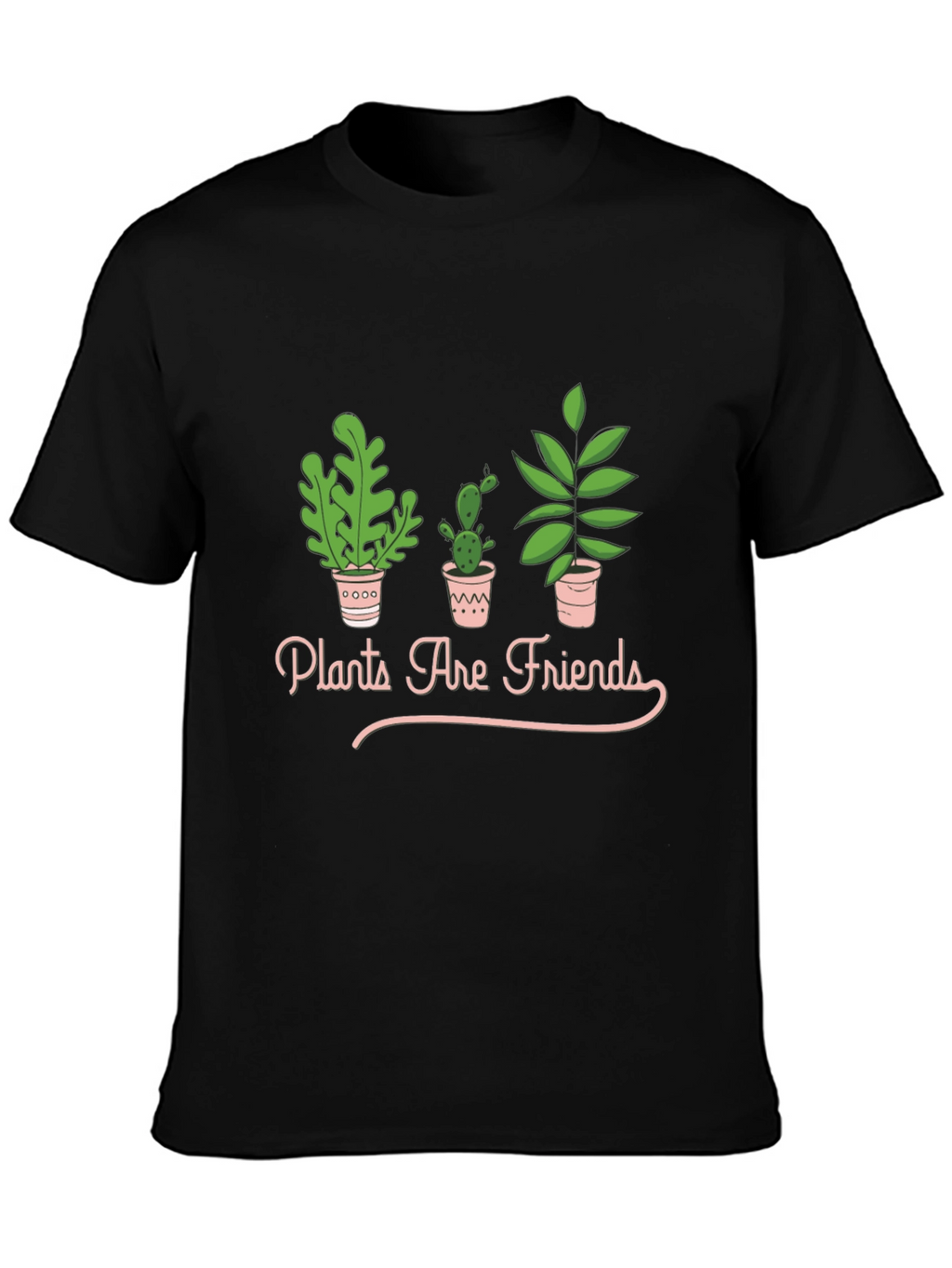 Plants Are Friends Graphic Tee - Black Cotton T-Shirt