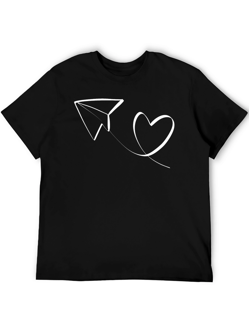 Paper Plane Love Heart Graphic Tee - Black