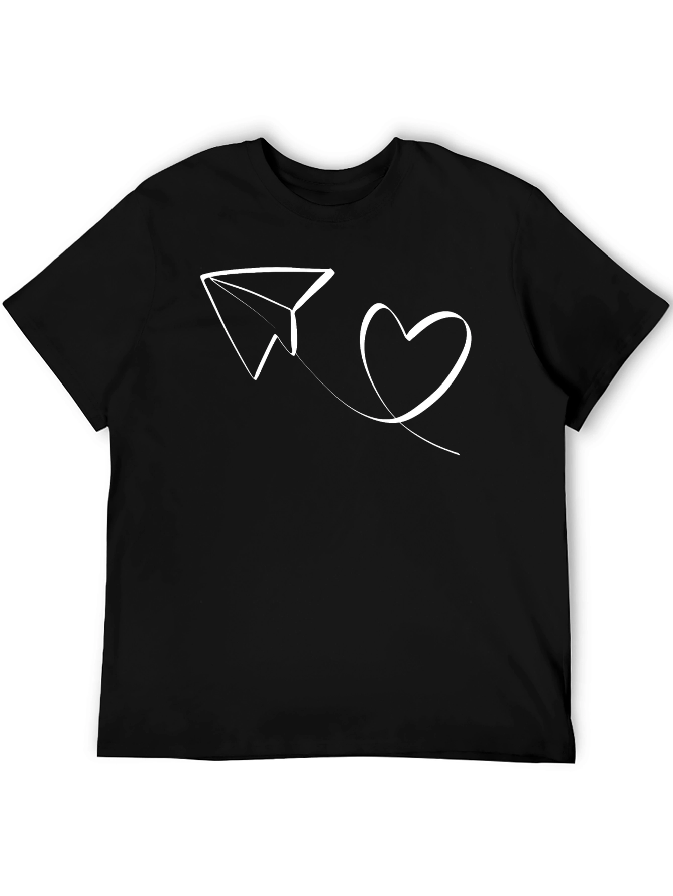 Paper Plane Love Heart Graphic Tee - Black