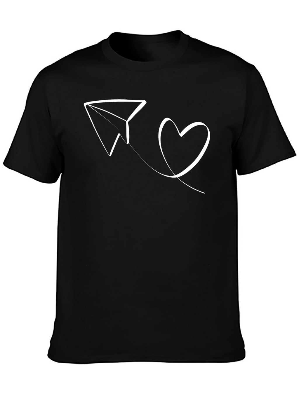 Paper Plane Love Heart Graphic Tee - Black