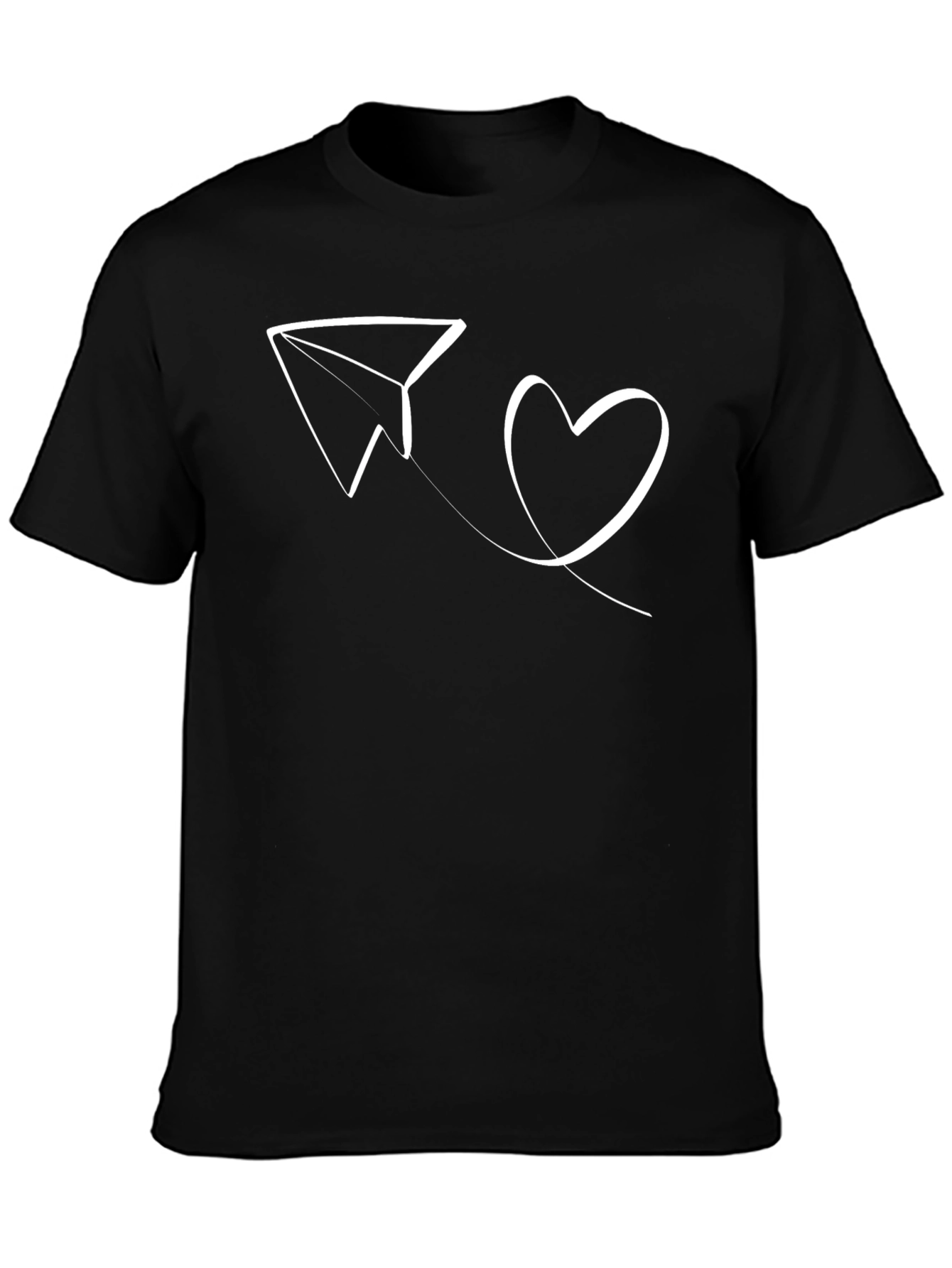 Paper Plane Love Heart Graphic Tee - Black