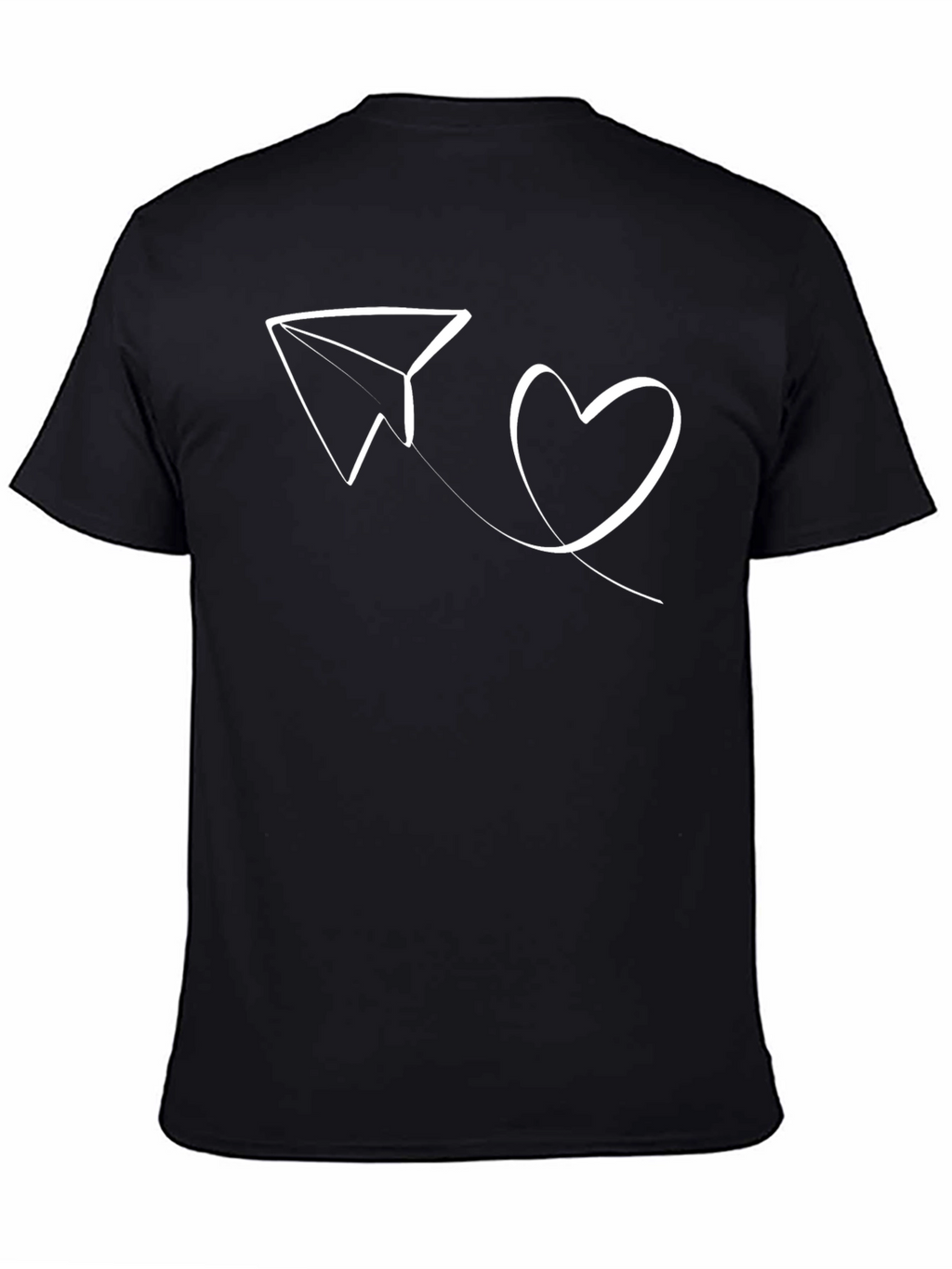 Paper Plane Love Heart Graphic Tee - Black