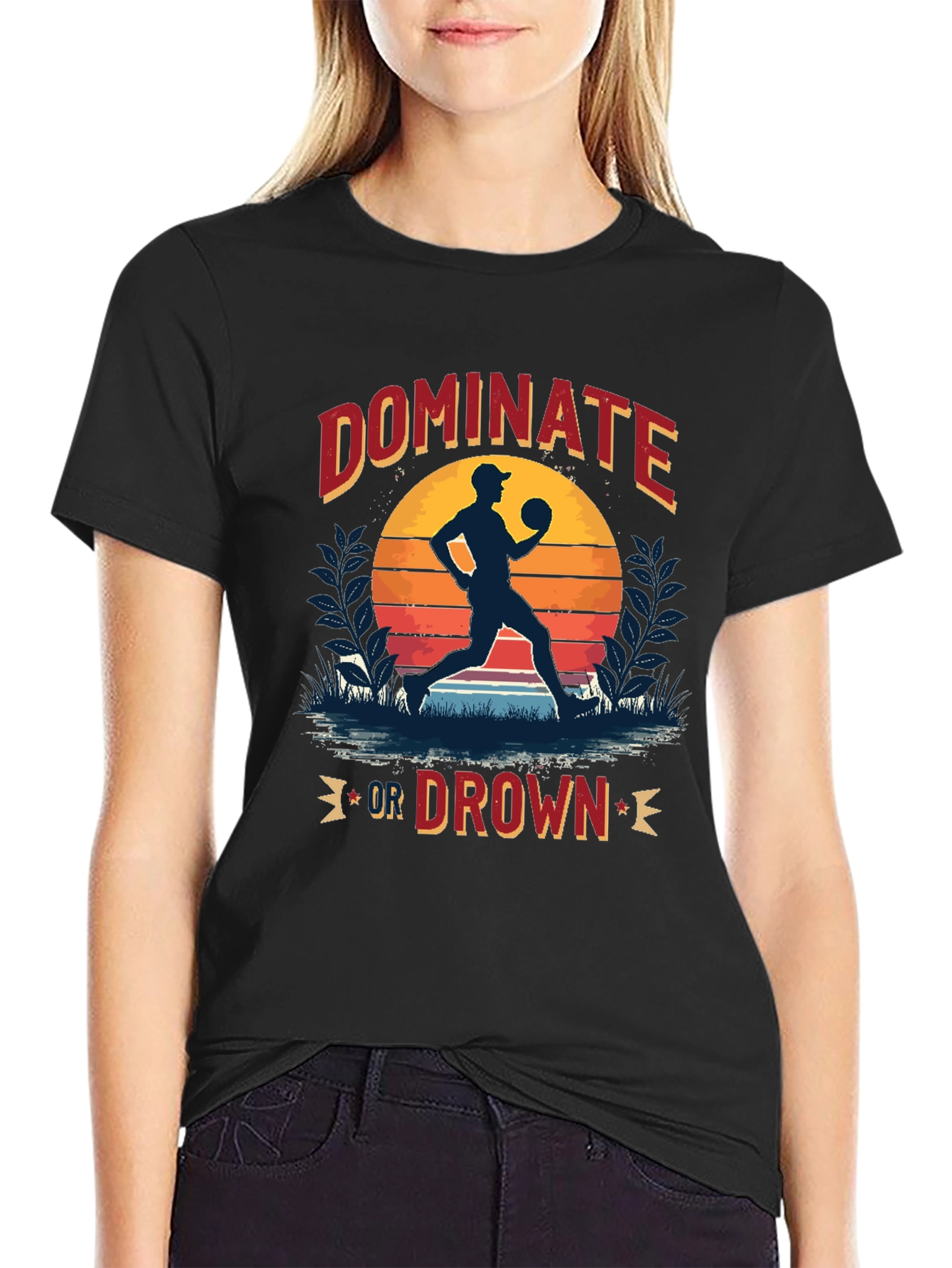 Dominate or Drown Graphic Tee - Baseball Lover Shirt