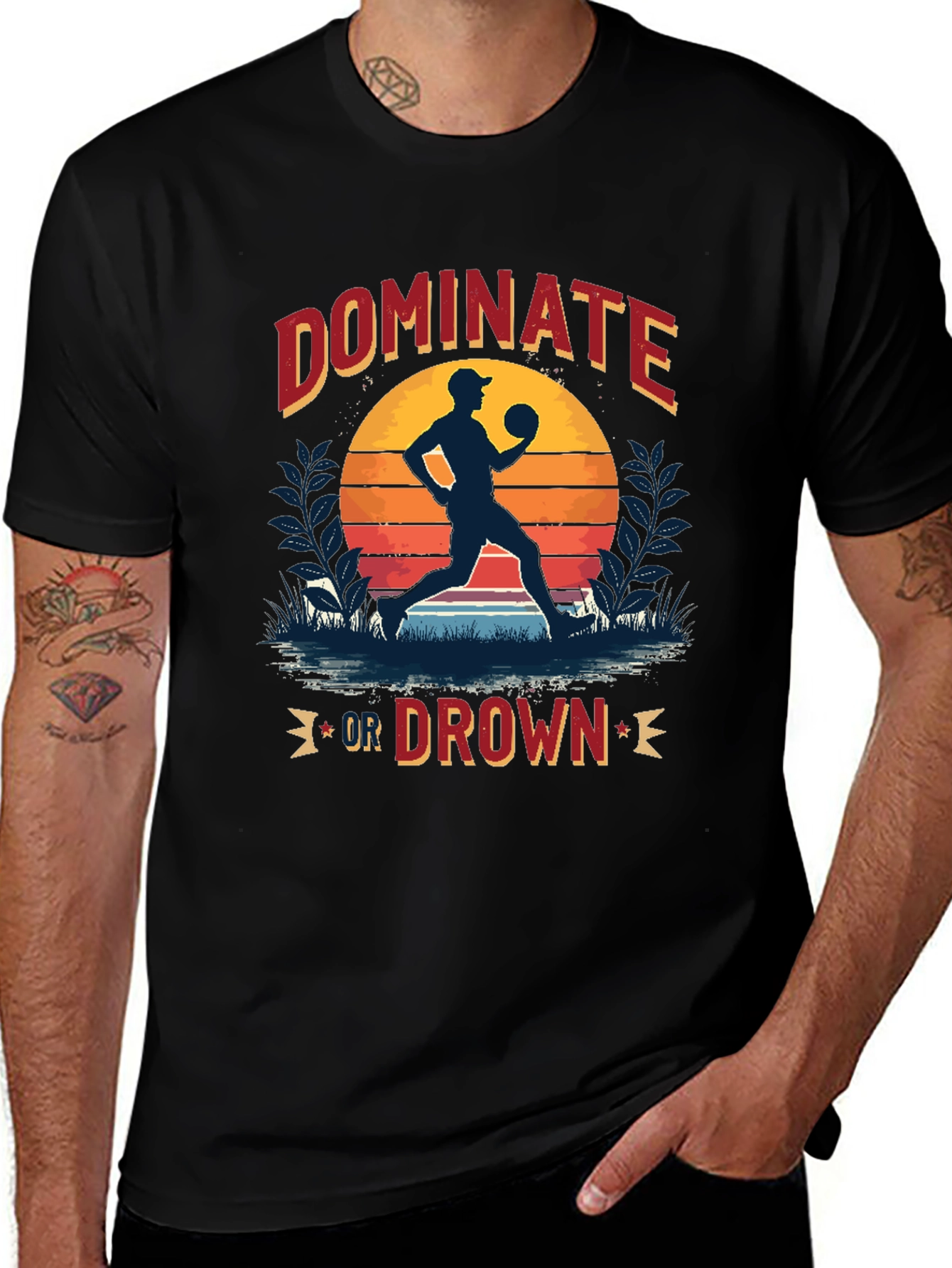 Dominate or Drown Graphic Tee - Baseball Lover Shirt