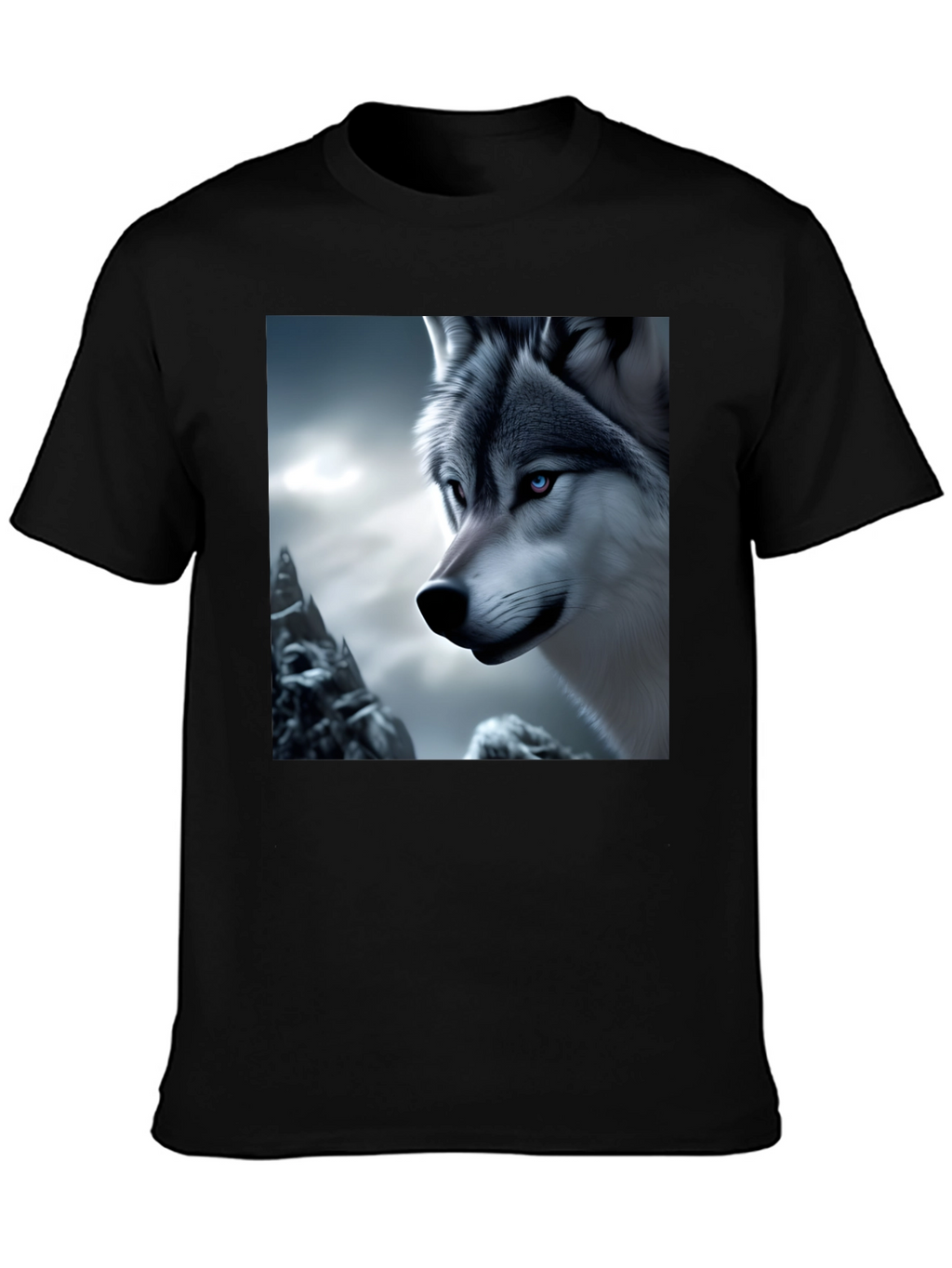 Wolf Graphic Tee - Black Cotton Blend Shirt