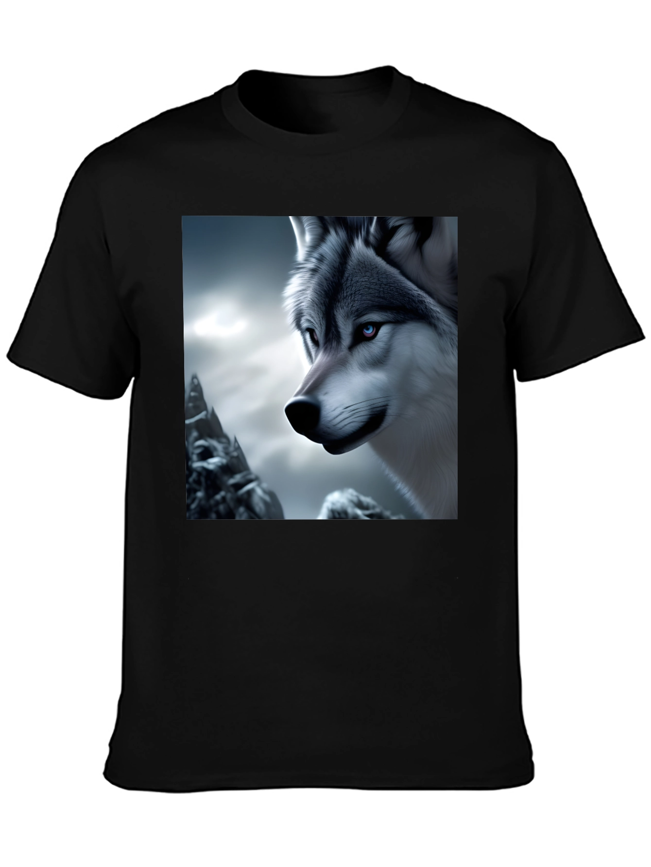 Wolf Graphic Tee - Black Cotton Blend Shirt
