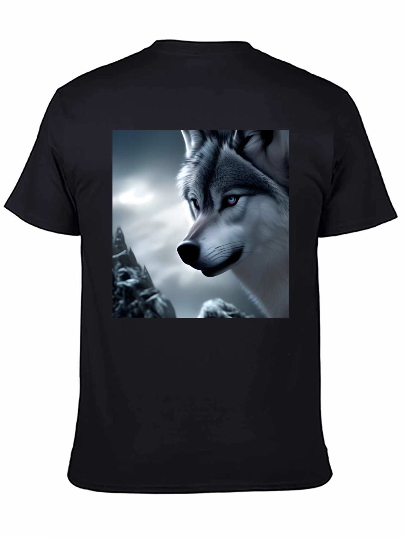 Wolf Graphic Tee - Black Cotton Blend Shirt