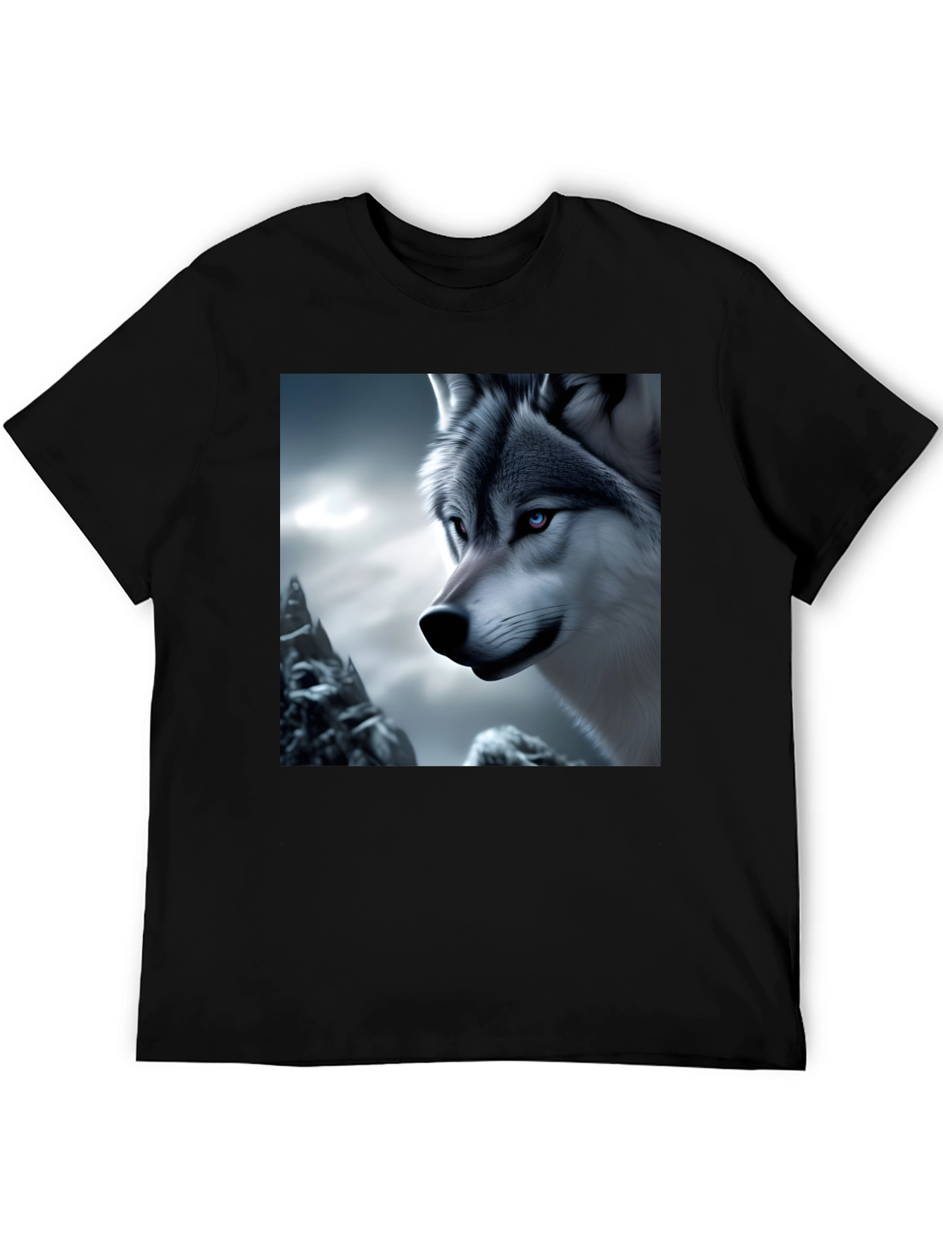 Wolf Graphic Tee - Black Cotton Blend Shirt