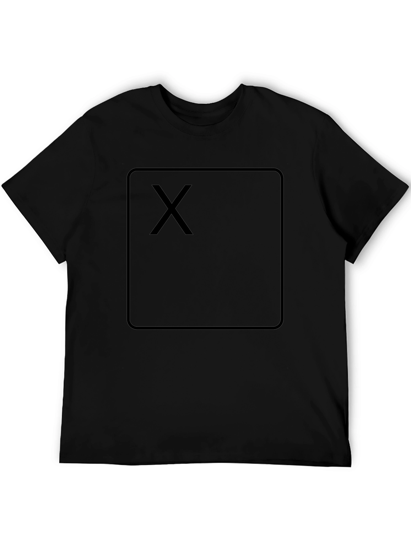 Black T-Shirt with Square X Design - Casual Wear