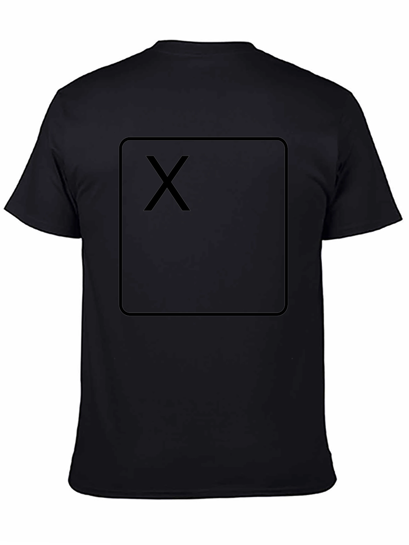Black T-Shirt with Square X Design - Casual Wear