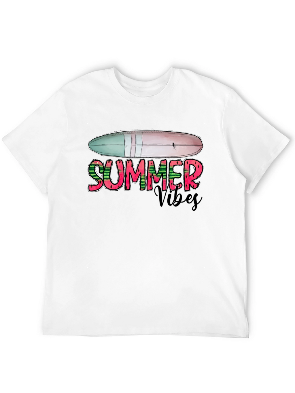 Summer Vibes Surfboard Graphic Tee - Black