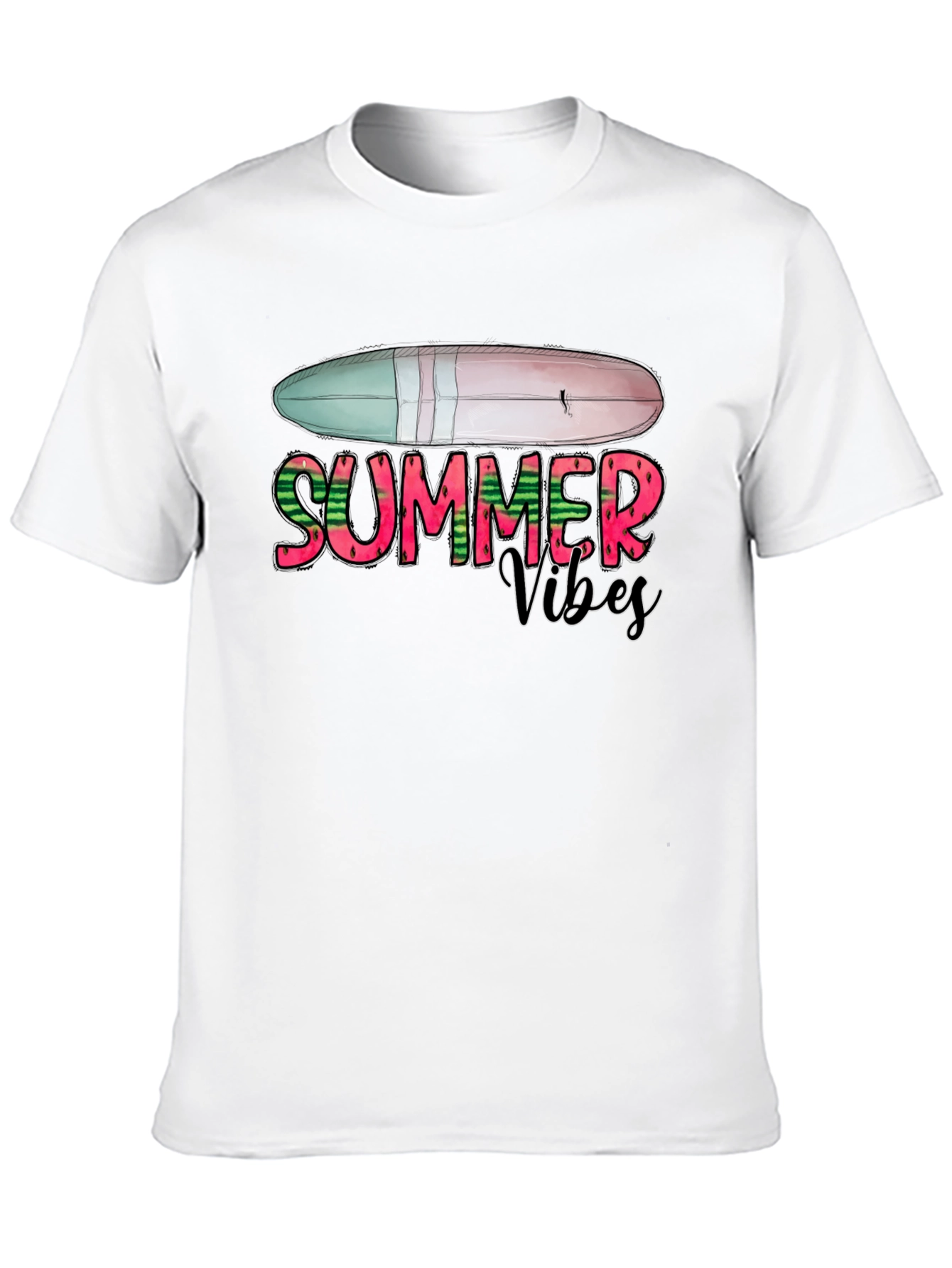 Summer Vibes Surfboard Graphic Tee - Black