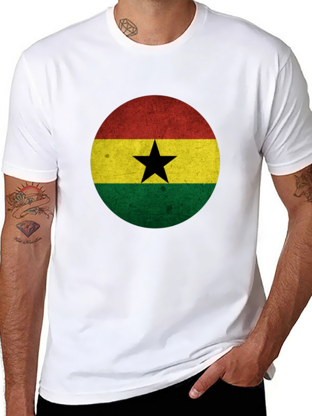 Ghana Flag Graphic T-Shirt - Mens Black Tee
