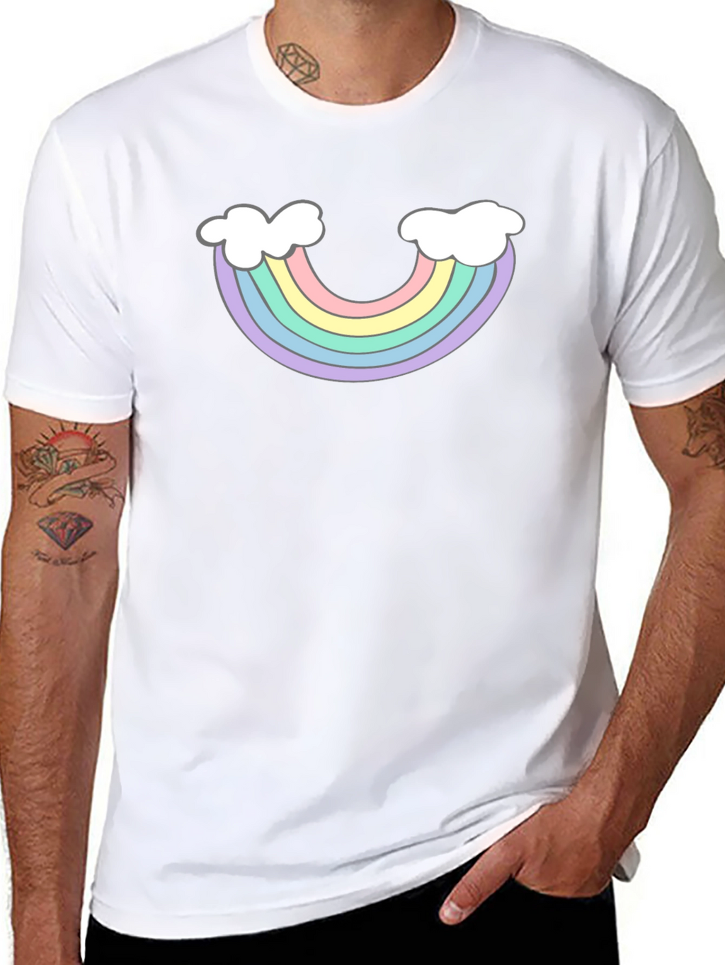 Rainbow Cloud Graphic T-Shirt - Black