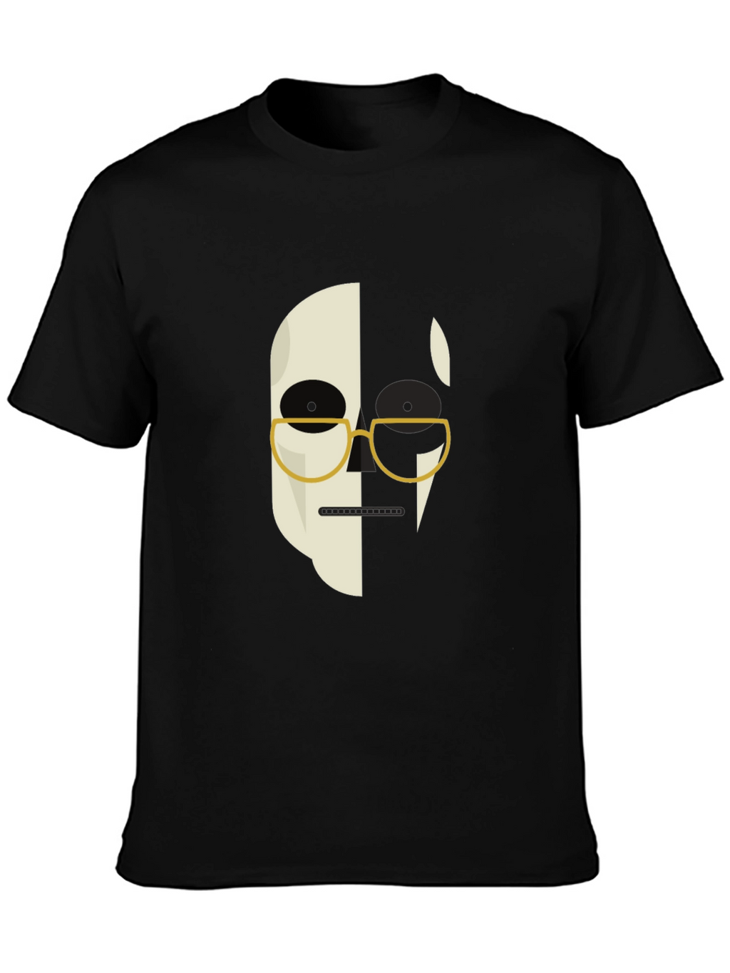 Abstract Face Graphic Print Mens Black T-Shirt