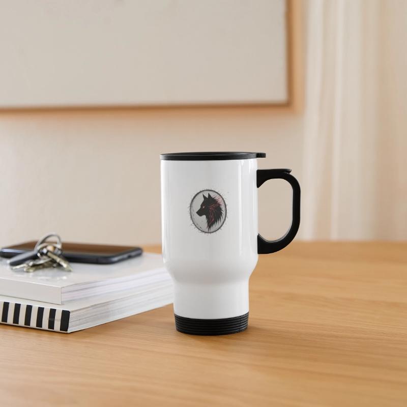 Black Wolf with Vivid Red Details