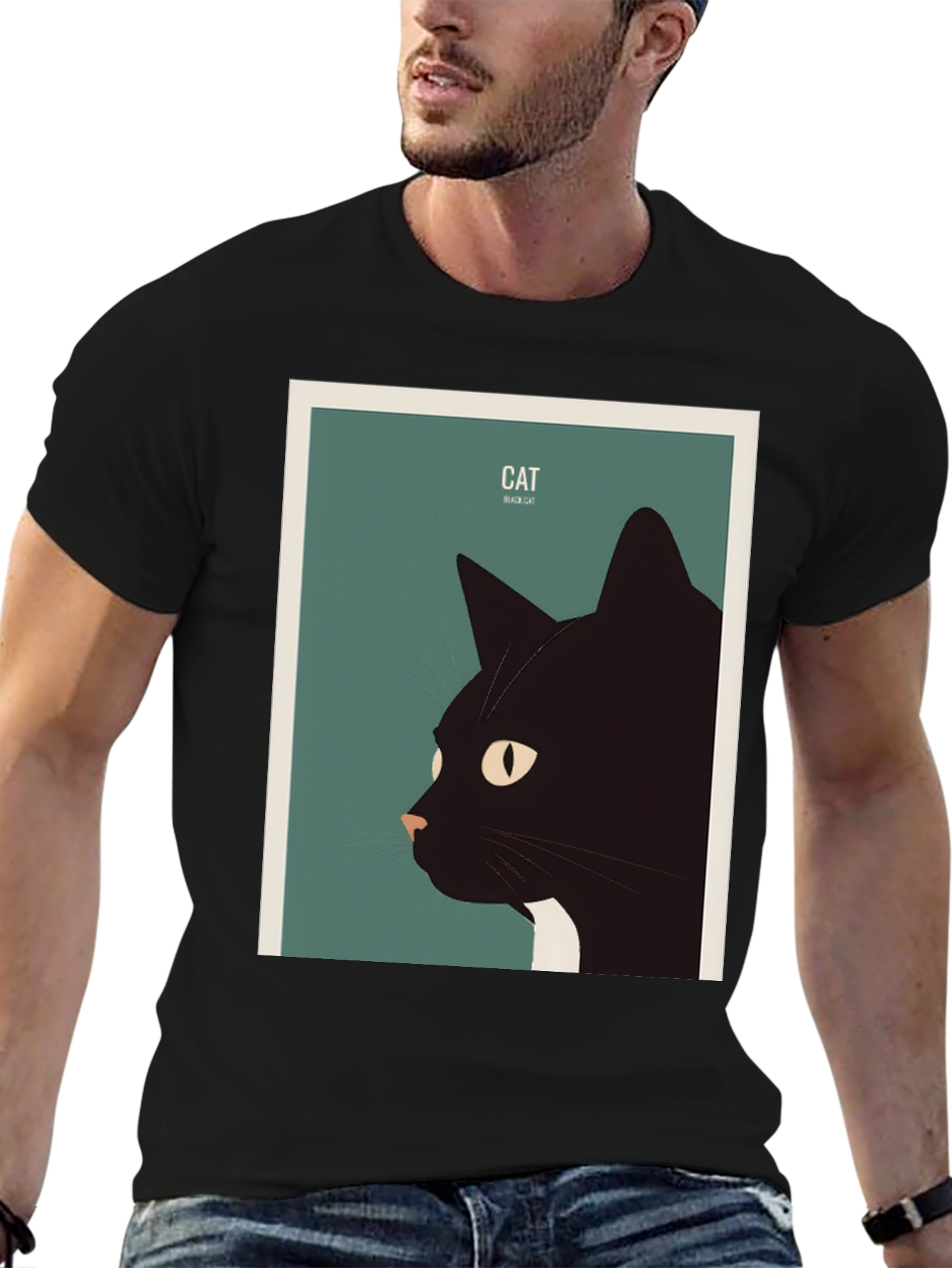 Black Cat Graphic Tee - Stylish Animal Lover Shirt