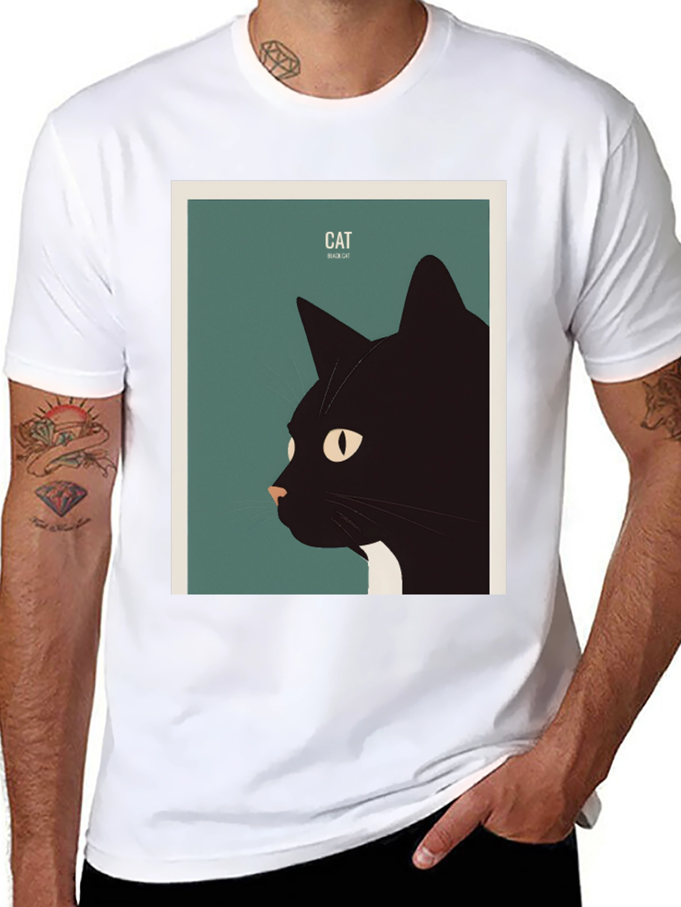 Black Cat Graphic Tee - Stylish Animal Lover Shirt