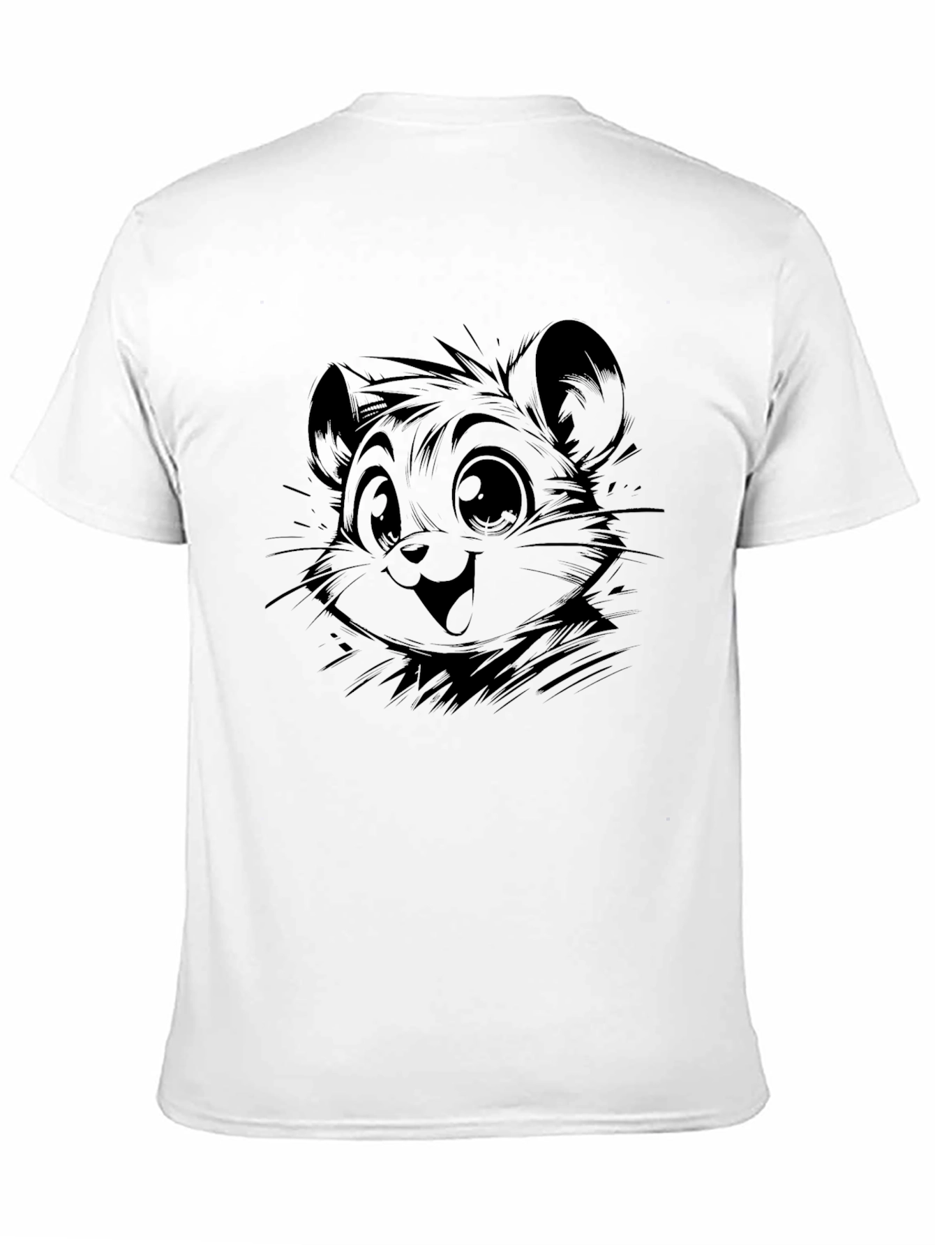 Cartoon Mouse Graphic Tee - Black Cotton Comfort