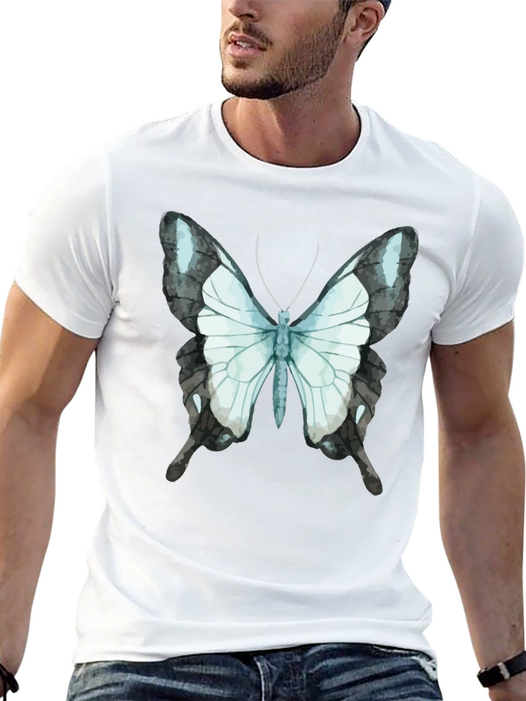 Butterfly Graphic Tee - Black Cotton Blend