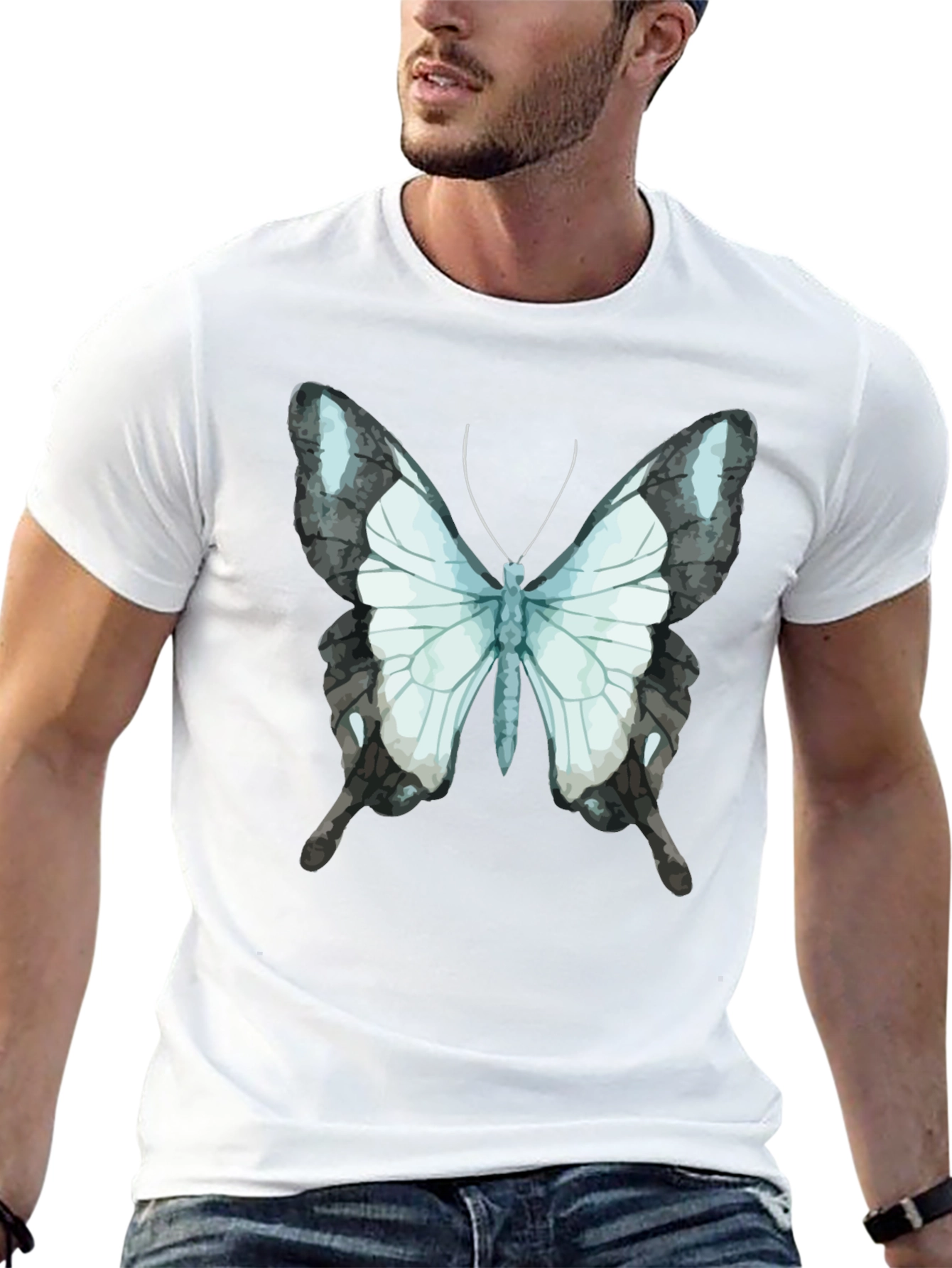Butterfly Graphic Tee - Black Cotton Blend