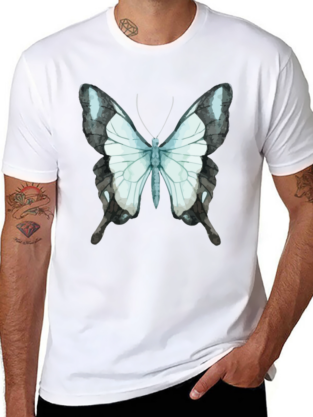 Butterfly Graphic Tee - Black Cotton Blend