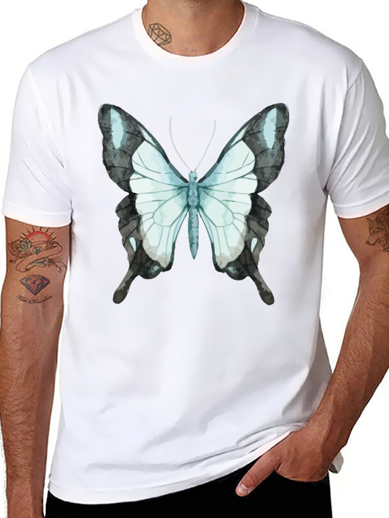 Butterfly Graphic Tee - Black Cotton Blend