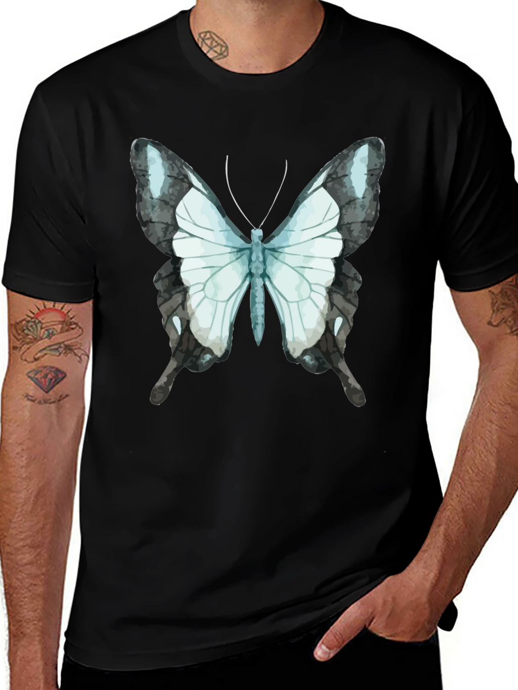 Butterfly Graphic Tee - Black Cotton Blend