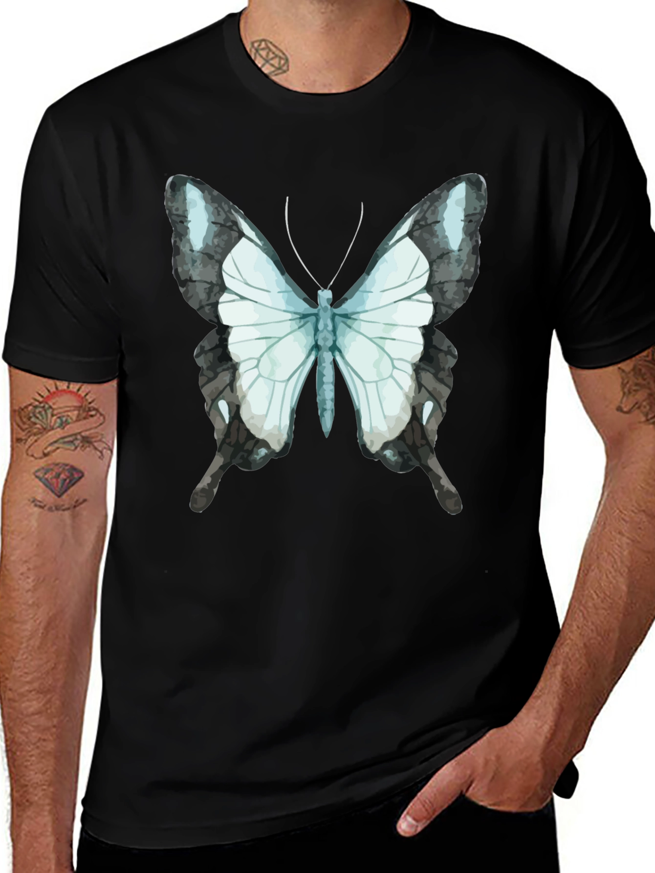 Butterfly Graphic Tee - Black Cotton Blend