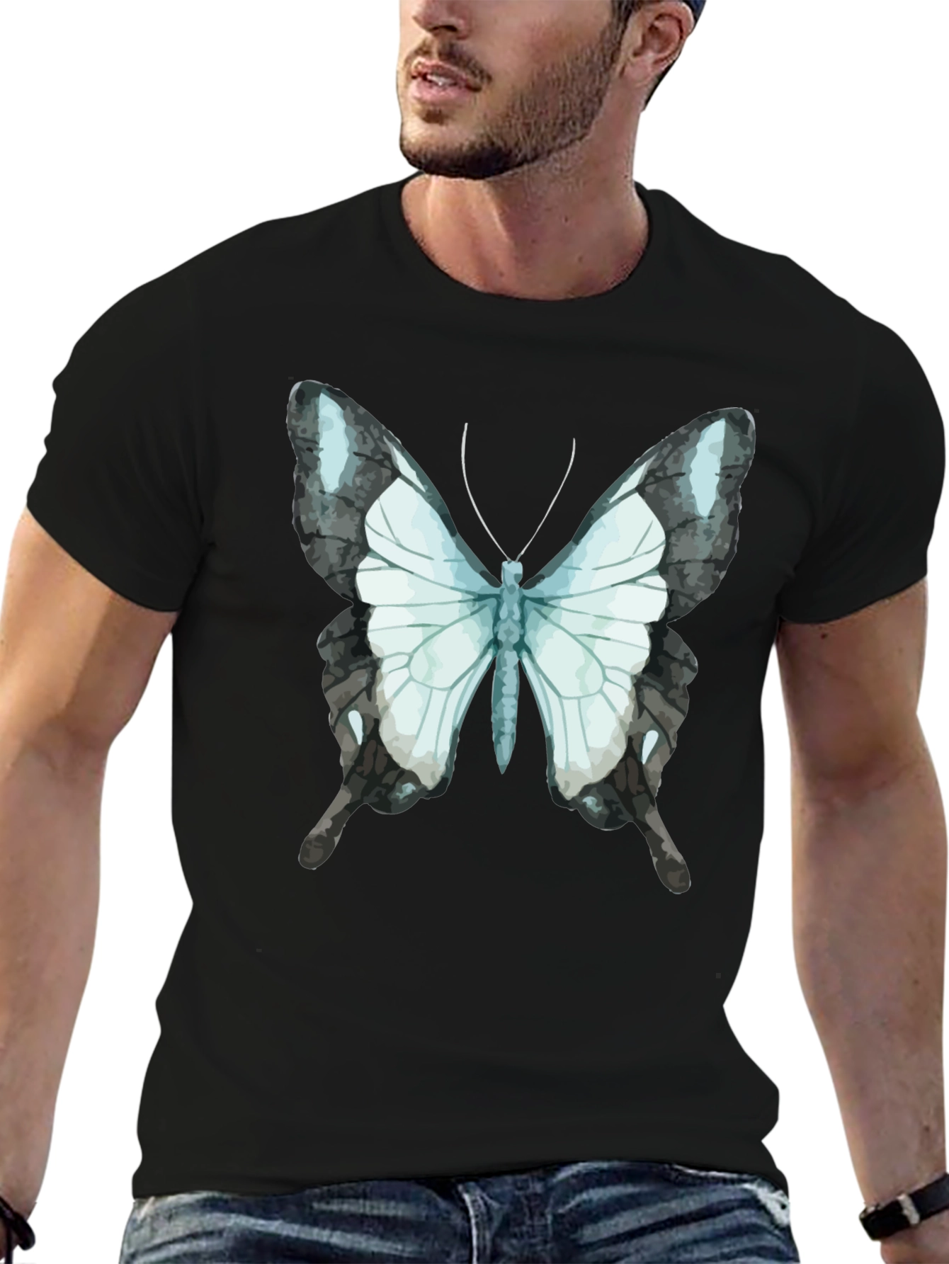 Butterfly Graphic Tee - Black Cotton Blend