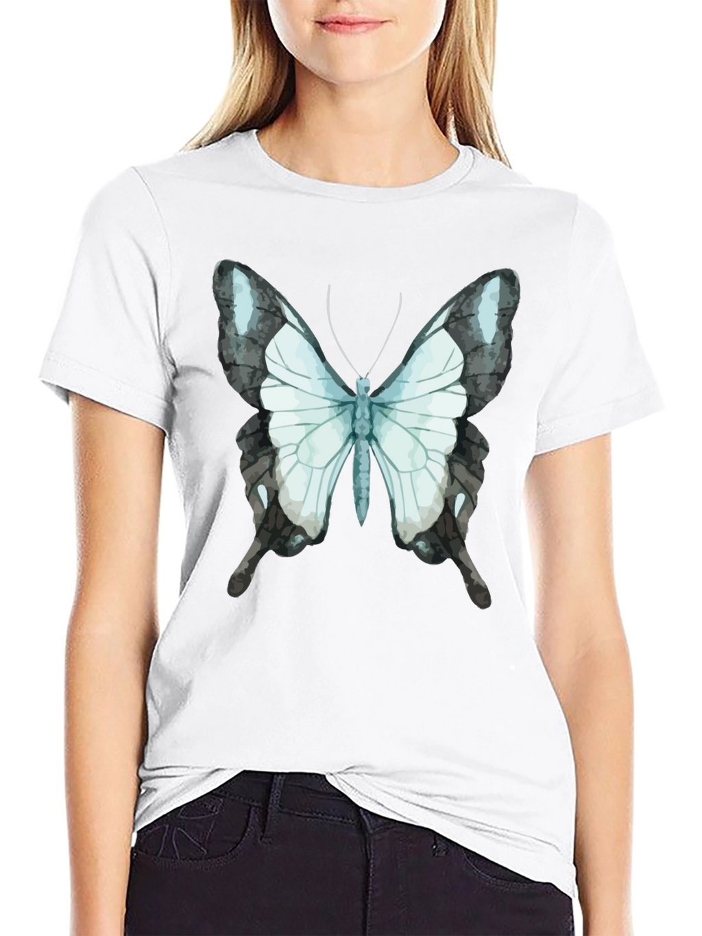 Butterfly Graphic Tee - Black Cotton Blend